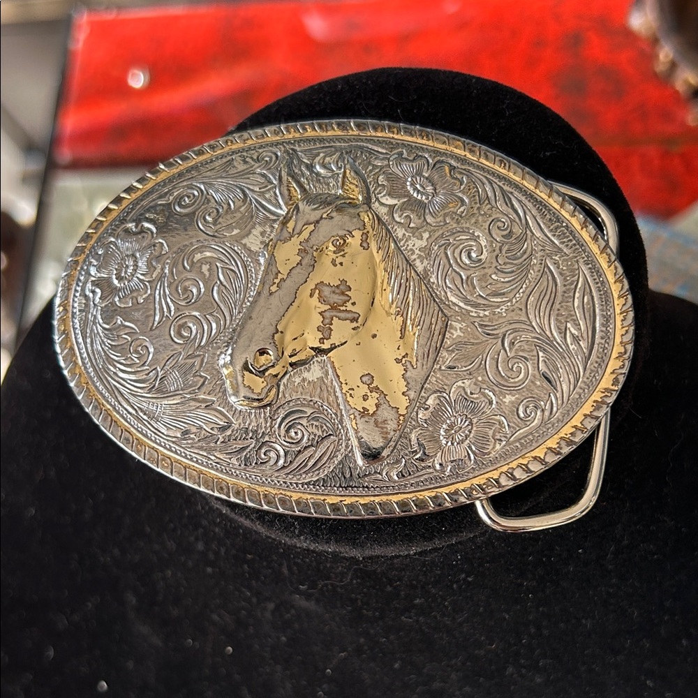 Aminco Silver and Gold Horse Belt Buckle